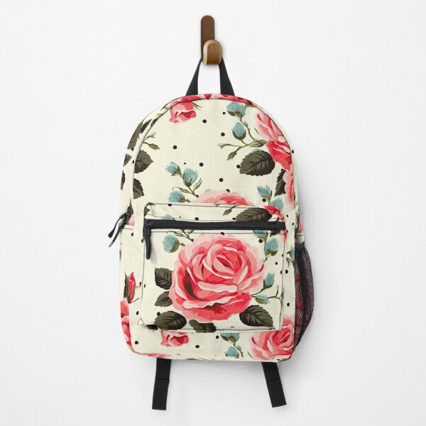 Item preview, Pink Roses Cream Polka Dots Floral Pattern designed and sold by ArtMeetsPizza.