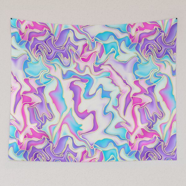 Item preview, Flowing Gold Lines Pattern with Pink Purple Cyan designed and sold by AloraDawnEve.