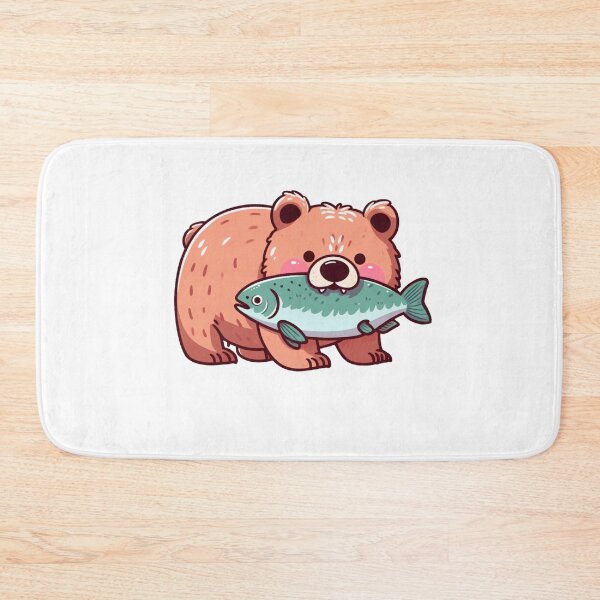 Item preview, Brown Bear Grazer with Salmon designed and sold by Carly Gough.