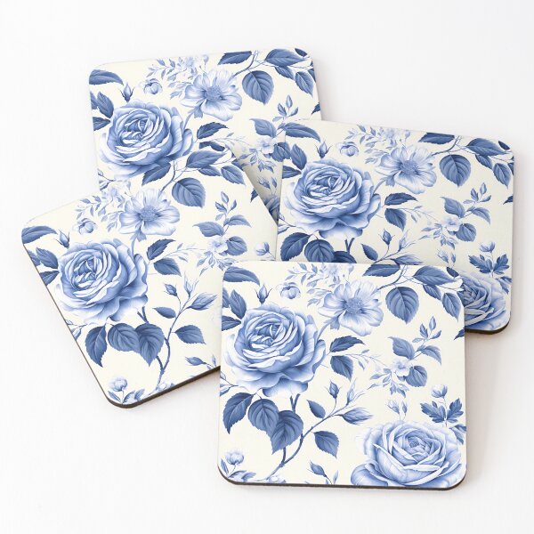 Item preview, Blue Roses Cream Floral Pattern designed and sold by ArtMeetsPizza.