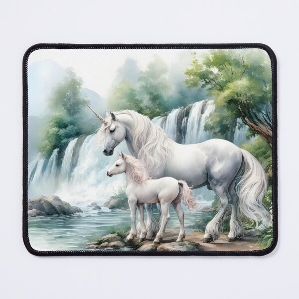Item preview, Unicorn and foal fantasy landscape designed and sold by Carly Gough.