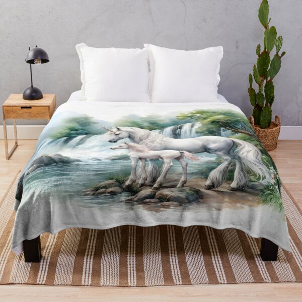Item preview, Unicorn and foal fantasy landscape designed and sold by Carly Gough.