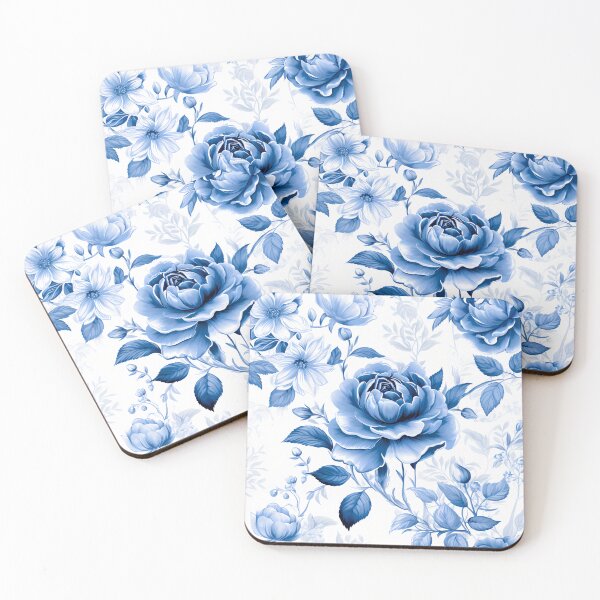 Item preview, Blue Roses Floral Cream Pattern designed and sold by ArtMeetsPizza.