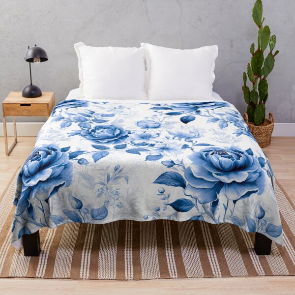Item preview, Blue Roses Floral Cream Pattern designed and sold by ArtMeetsPizza.