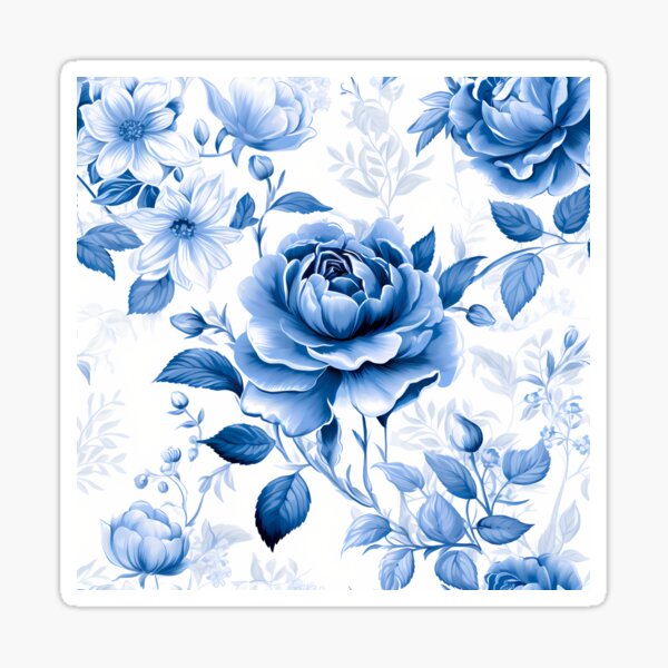 Artikel-Vorschau von Blaue Rosen, cremefarbenes Blumenmuster, designt und verkauft von ArtMeetsPizza.