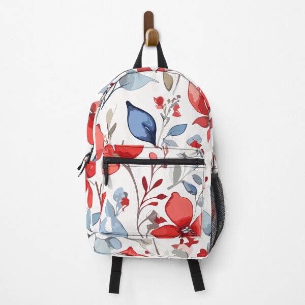 Item preview, Red and Blue Floral Pattern on White designed and sold by GraphicsClub.