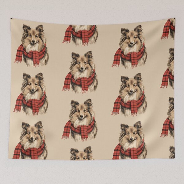 Item preview, Shetland Sheepdog Sheltie Christmas Plaid Watercolor designed and sold by rafaeltto.