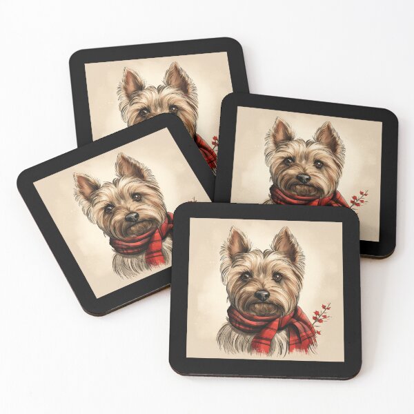 Item preview, Silky Terrier Christmas Plaid Watercolor designed and sold by rafaeltto.