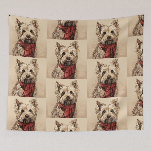 Item preview, Skye Terrier Christmas Plaid Watercolor designed and sold by rafaeltto.