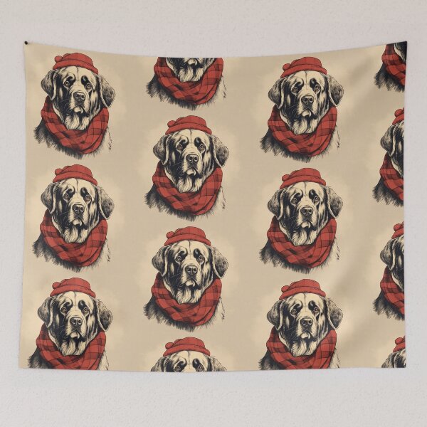 Item preview, St. Bernard Christmas Plaid Watercolor designed and sold by rafaeltto.