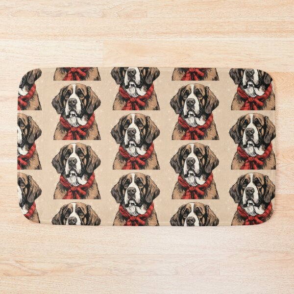 Item preview, St. Bernard Christmas Plaid Watercolor designed and sold by rafaeltto.