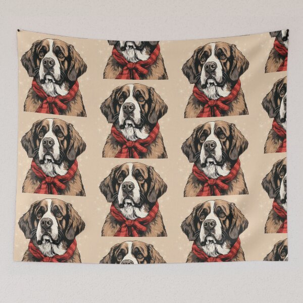 Item preview, St. Bernard Christmas Plaid Watercolor designed and sold by rafaeltto.