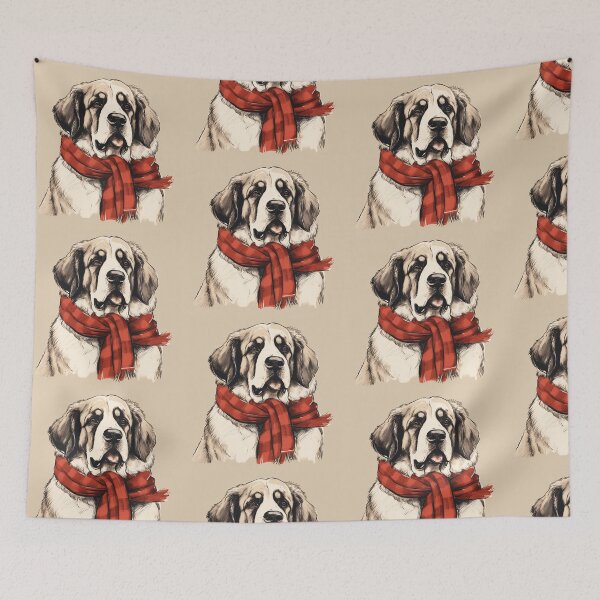 Item preview, St. Bernard Christmas Plaid Watercolor designed and sold by rafaeltto.