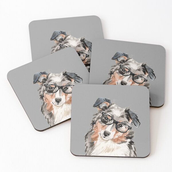 Item preview, Australian Shepherd Dog Wearing Glasses  designed and sold by beastieboutique.