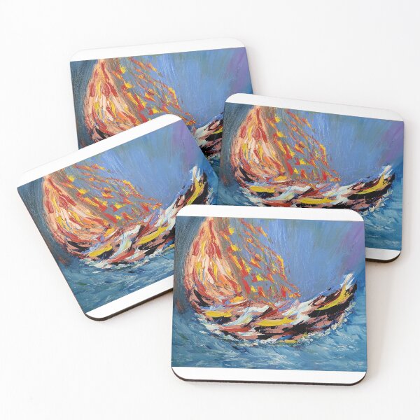 Item preview, BOAT ON FIRE IN STORM designed and sold by ashikkumar.
