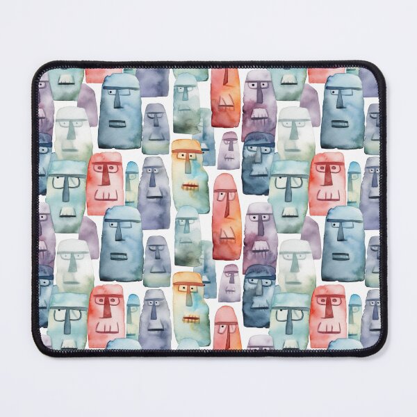 Item preview, watercolor Moai seamless pattern 3 designed and sold by FlaskLab.