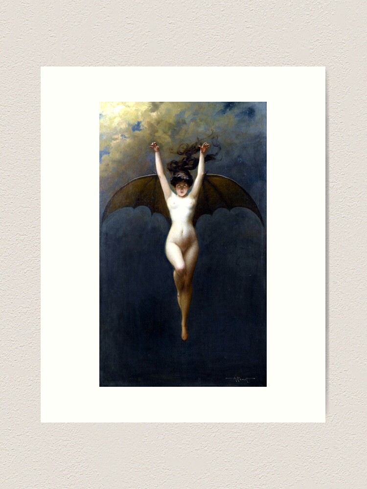 Thumbnail 1 of 3, Art Print, La Femme Chauve-Souris - The Bat-Woman - Albert Joseph Pénot designed and sold by forgottenbeauty.