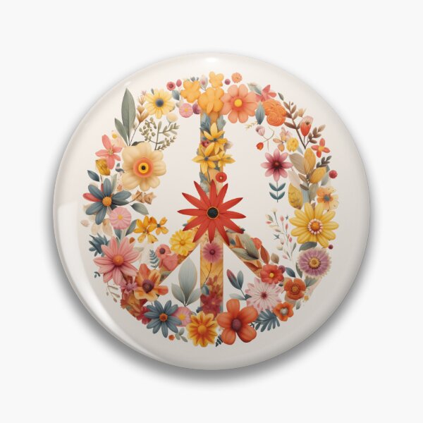 Item preview, Boho Wildflowers Peace Sign floral wreath designed and sold by BuxomBabe21.