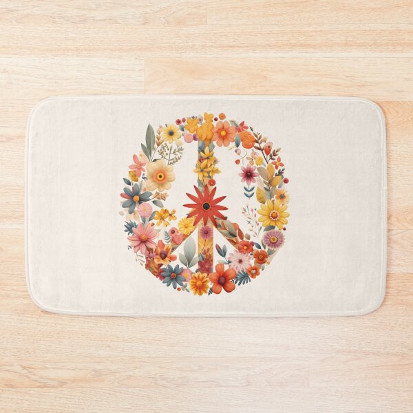 Item preview, Boho Wildflowers Peace Sign floral wreath designed and sold by BuxomBabe21.