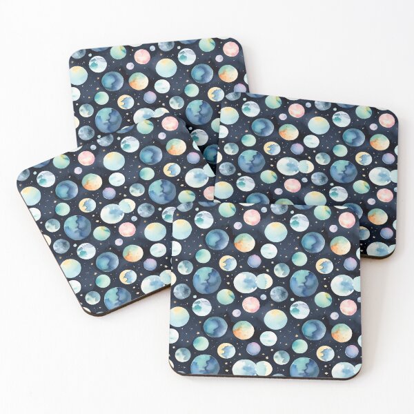 Item preview, Colorful Watercolor Pattern With Moon Planets Stars designed and sold by SassyArtistry.