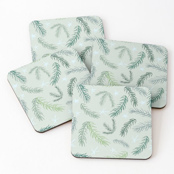 Item preview, Spruce branches and Snowflakes - Scandinavian evergreen tree branch and star design designed and sold by ReesaAnneArt.