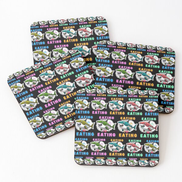 Item preview, Eating I Love Eating - Great White Shark - Blue Yellow Pink Green Text designed and sold by MegaDirt.