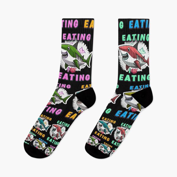 Item preview, Eating I Love Eating - Great White Shark - Blue Yellow Pink Green Text designed and sold by MegaDirt.