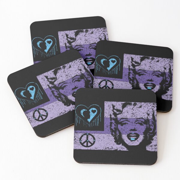 Item preview, LOVE PEACE MARILYN FLAG Purple Distressed Dark Version designed and sold by pelagio.