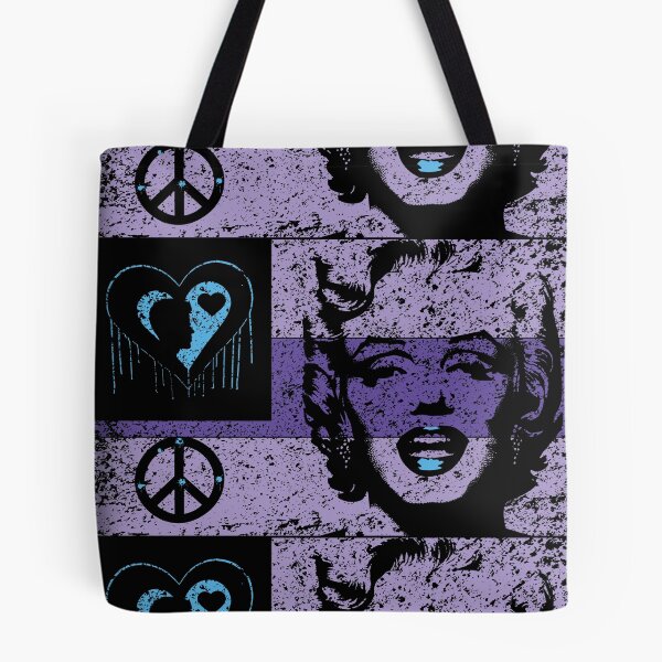Item preview, LOVE PEACE MARILYN FLAG Purple Distressed Dark Version designed and sold by pelagio.