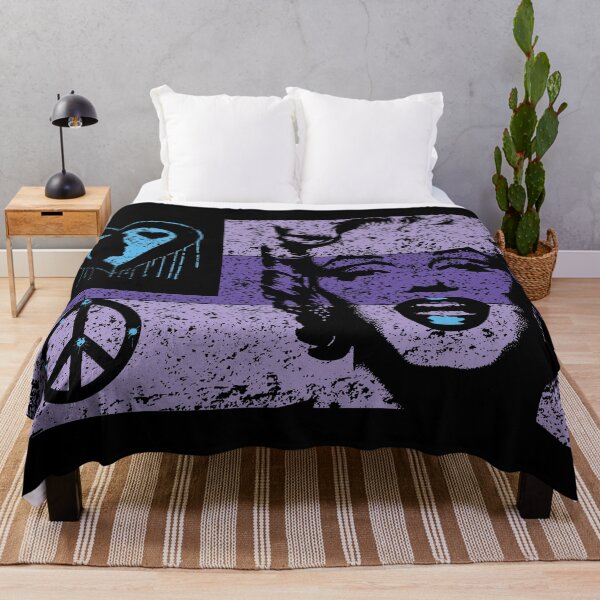 Item preview, LOVE PEACE MARILYN FLAG Purple Distressed Dark Version designed and sold by pelagio.