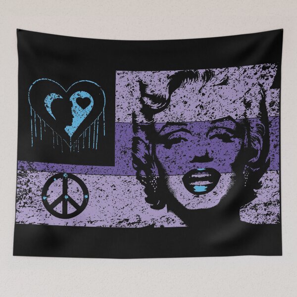 Item preview, LOVE PEACE MARILYN FLAG Purple Distressed Dark Version designed and sold by pelagio.