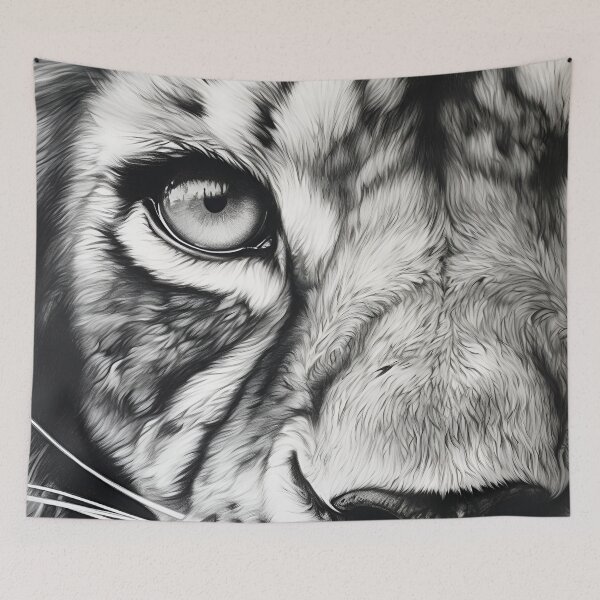 Item preview, extreme closeup of black and white lion designed and sold by dcrc.