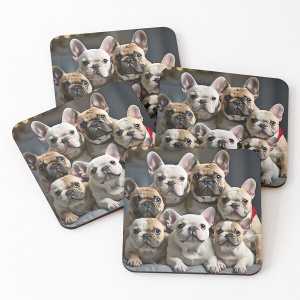 Item preview, Five French Bulldogs Huddled Together Attentively Gazing,  designed and sold by Best-Art-32.