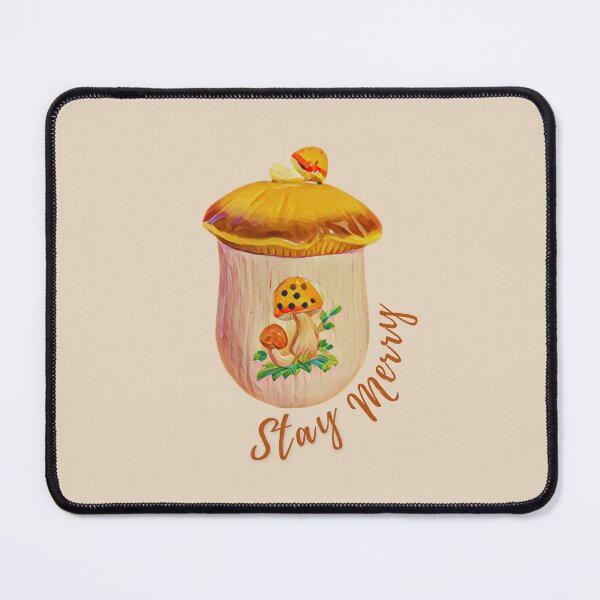 Item preview, Stay Merry mushroom vintage canister designed and sold by Neeshki.