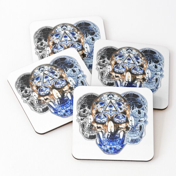 Item preview, Negative Triple Skull Triangle Trio -Dark Illuminati Three Skull Pyramid Graphic" designed and sold by DopeStick.