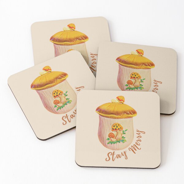Item preview, Stay Merry mushroom vintage canister designed and sold by Neeshki.