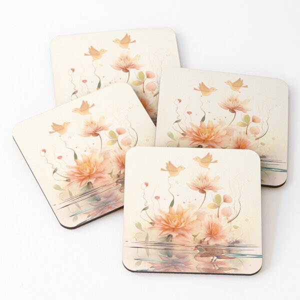 Item preview, Enchanting Flower Water Reflection with Adorable Little Animals - Nature Art designed and sold by Thanatphak Tansakul.