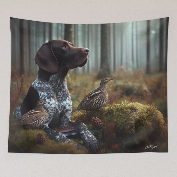 Item preview, German Shorthaired Pointer hunting ,  Forest  designed and sold by TammyHunterArt.