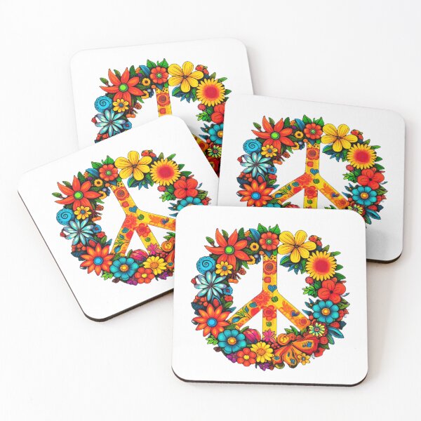 Item preview, Boho Wildflowers Peace Sign floral wreath designed and sold by BuxomBabe21.