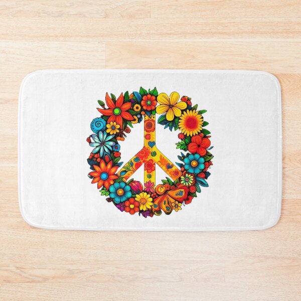 Item preview, Boho Wildflowers Peace Sign floral wreath designed and sold by BuxomBabe21.