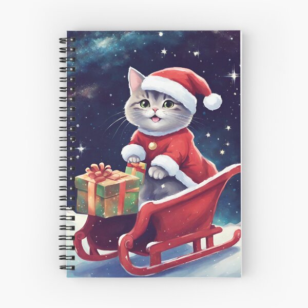 Item preview, Smiling Kitty Cat Santa Claus distributing Christnas Gifts on Sledge across Milky Way Galaxy designed and sold by Oorviart.