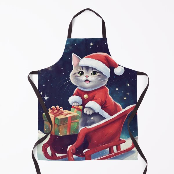 Item preview, Smiling Kitty Cat Santa Claus distributing Christnas Gifts on Sledge across Milky Way Galaxy designed and sold by Oorviart.