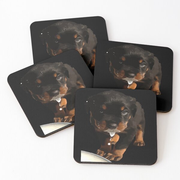 Item preview, Cute Rottweiler Puppy Lapping Milk designed and sold by taiche.