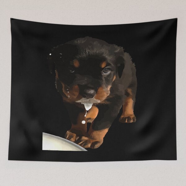 Item preview, Cute Rottweiler Puppy Lapping Milk designed and sold by taiche.