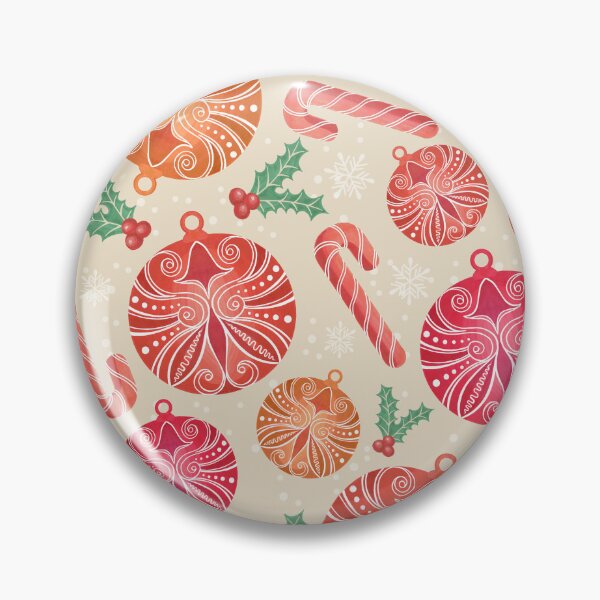 Item preview, Christmas Baubles Celebration - Red & Orange on beige designed and sold by Carina Parry Studios.