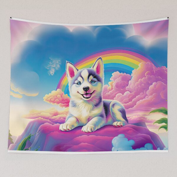 Item preview, Y2K Rainbow Siberian Husky Dog: Whimsical & Magical Canine Won designed and sold by Verba-Vintage.
