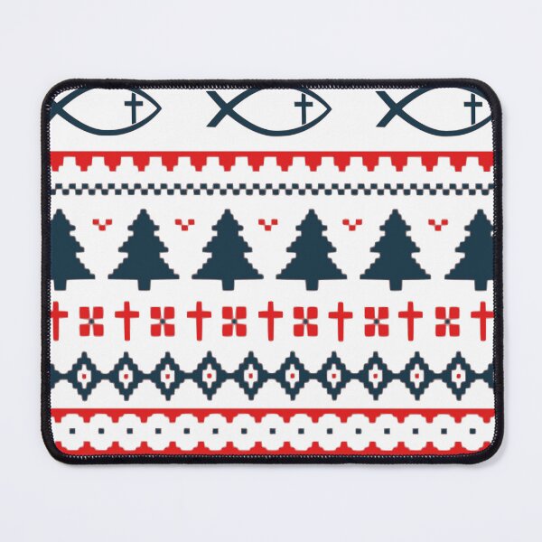 Item preview, Ugly Christmas Sweater Pattern with Christian Fish designed and sold by Goodmanmedia.