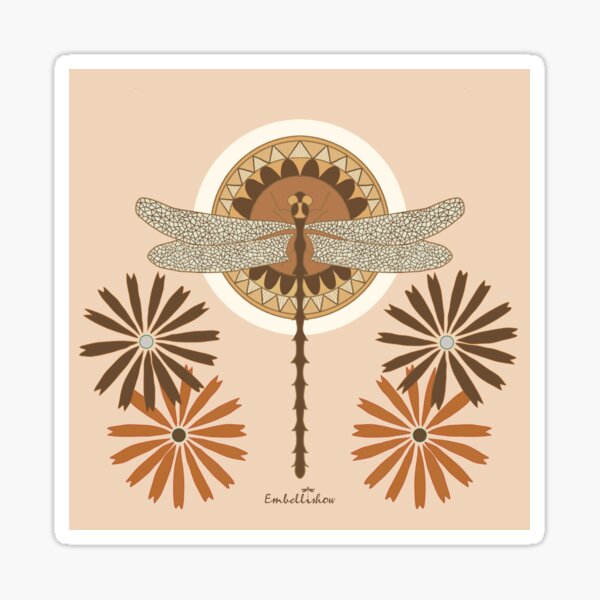 Aperçu de l'œuvre Dragonfly and Mandala with Daisies  créée et vendue par Sarah Abbott-Vaughan.