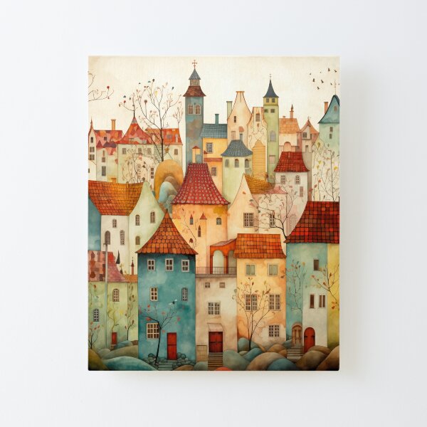 Whimsical Town 2 Canvas Mounted Print