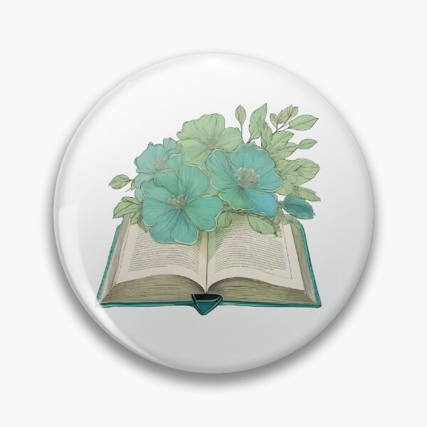 Item preview, Vintage green and blue flower with a book designed and sold by Mucha-style-art.